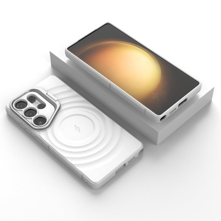 For Samsung Galaxy S25 Ultra 5G Lens Frame Bracket Corrugated MagSafe Phone Case