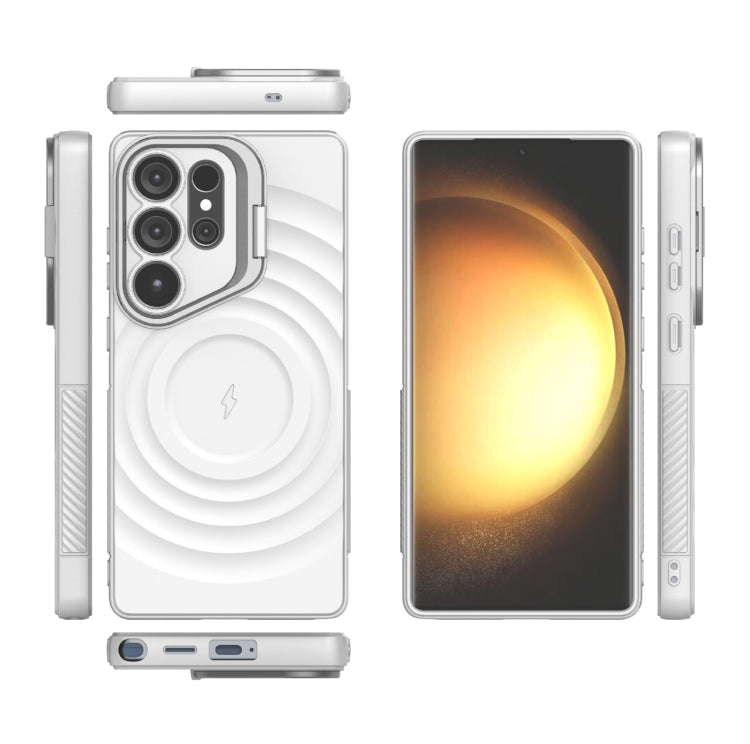 For Samsung Galaxy S25 Ultra 5G Lens Frame Bracket Corrugated MagSafe Phone Case