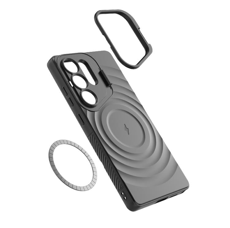 For Samsung Galaxy S26 Ultra 5G Lens Frame Bracket Corrugated MagSafe Phone Case