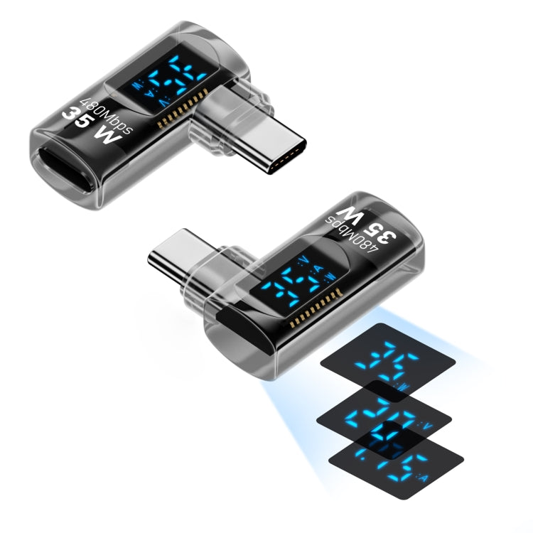Type-C Male to 8 Pin Female Smart Digital Display Side Bend Charging Adapter