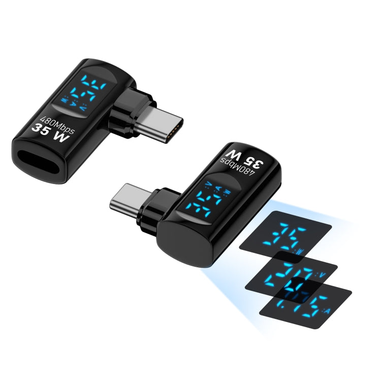 Type-C Male to 8 Pin Female Smart Digital Display Side Bend Charging Adapter