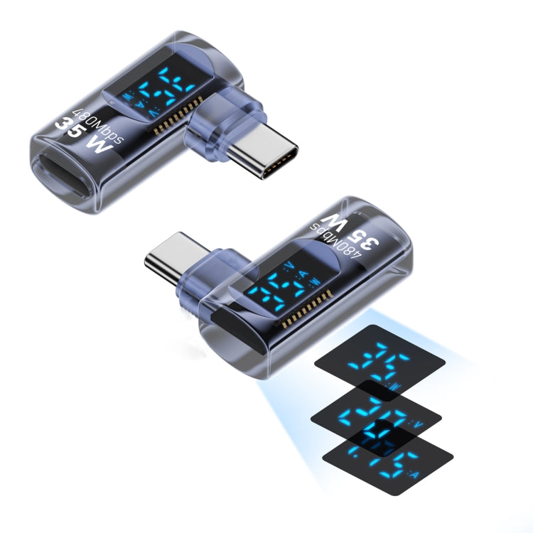 Type-C Male to 8 Pin Female Smart Digital Display Side Bend Charging Adapter