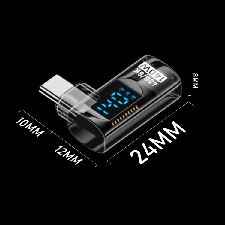 Type-C Male to 8 Pin Female Smart Digital Display Side Bend Charging Adapter
