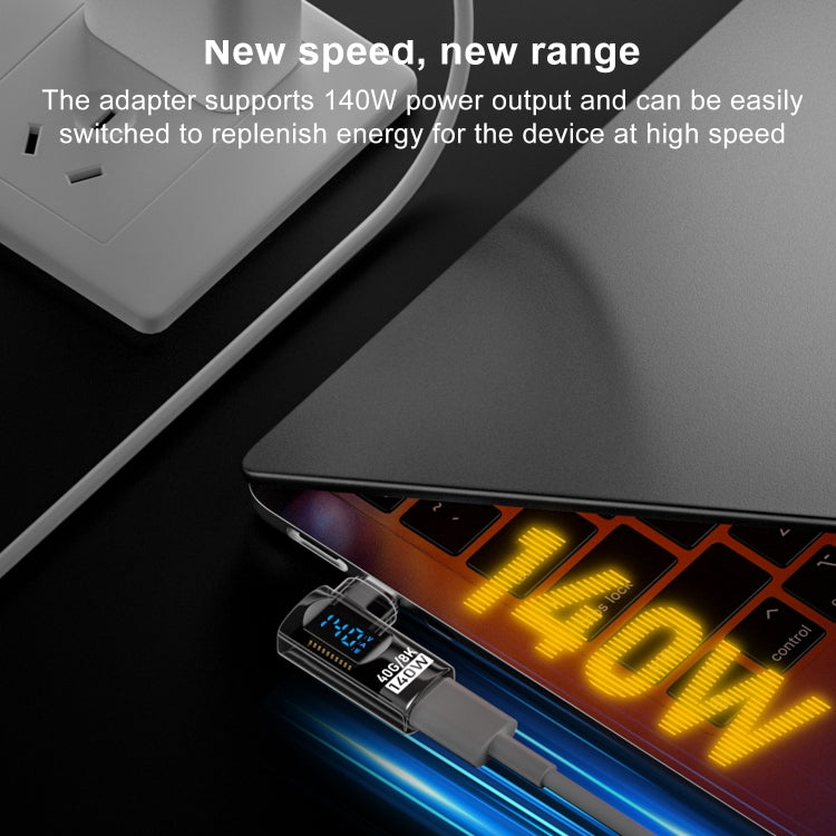 Type-C Male to 8 Pin Female Smart Digital Display Side Bend Charging Adapter