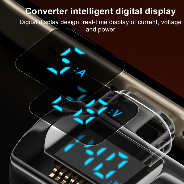 Type-C Male to 8 Pin Female Smart Digital Display Side Bend Charging Adapter