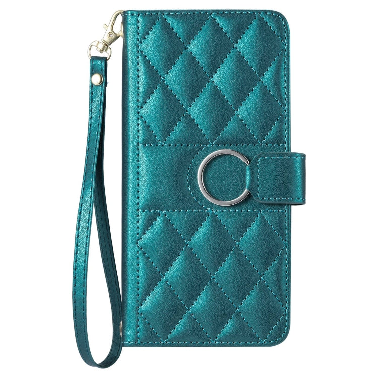 For Google Pixel 8a Ring Buckle Rhombic Leather Phone Case