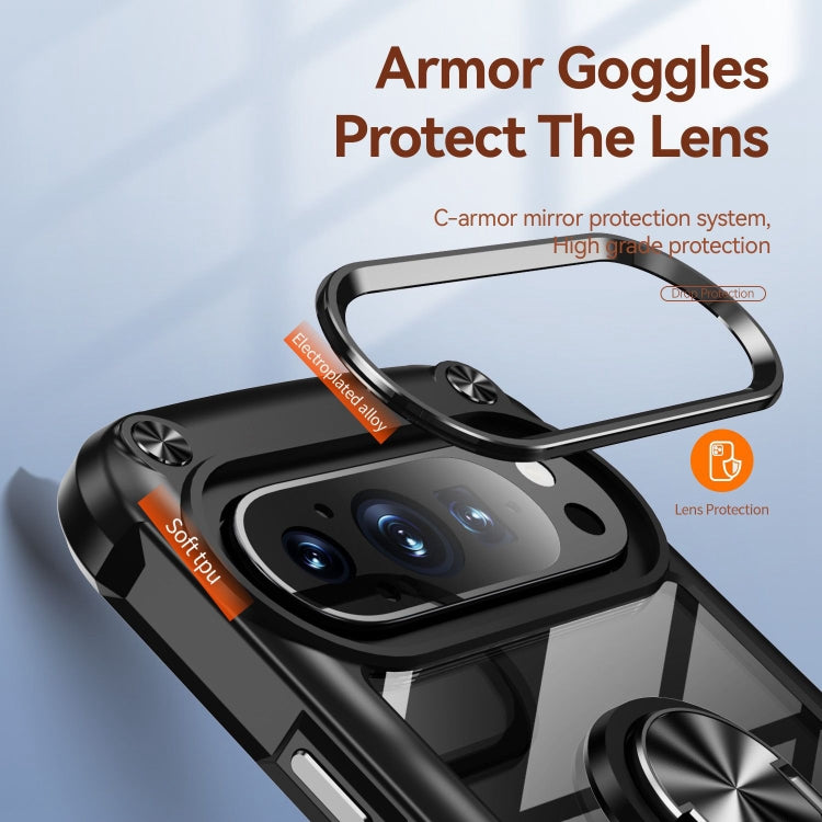 For Google Pixel 9 Pro XL TPU + PC Lens Protection Phone Case with Ring Holder