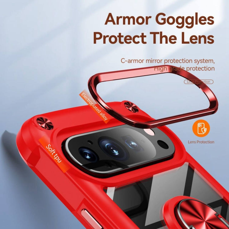 For Google Pixel 9 Pro XL TPU + PC Lens Protection Phone Case with Ring Holder
