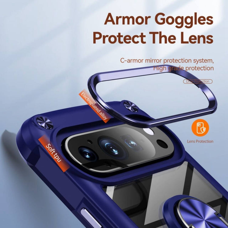 For Google Pixel 9 Pro XL TPU + PC Lens Protection Phone Case with Ring Holder