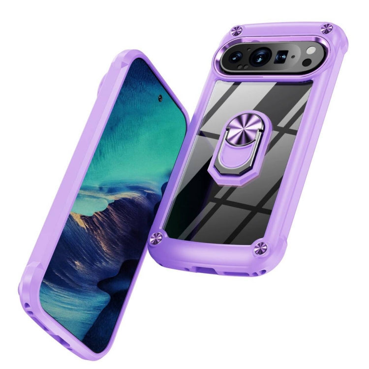 For Google Pixel 9 Pro XL TPU + PC Lens Protection Phone Case with Ring Holder