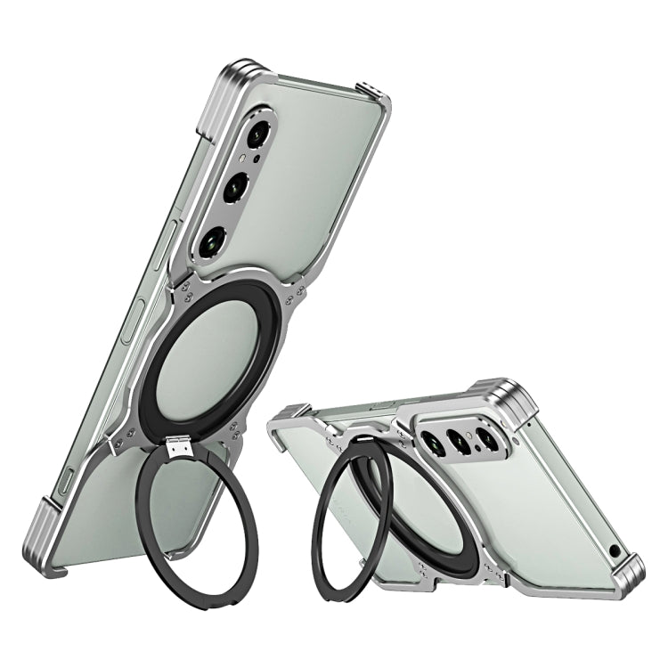 For Sony Xperia 1 V Mechanical Arm Borderless MagSafe Holder Metal Phone Case