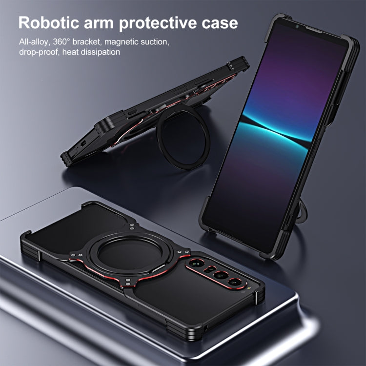 For Sony Xperia 1 V Mechanical Arm Borderless MagSafe Holder Metal Phone Case