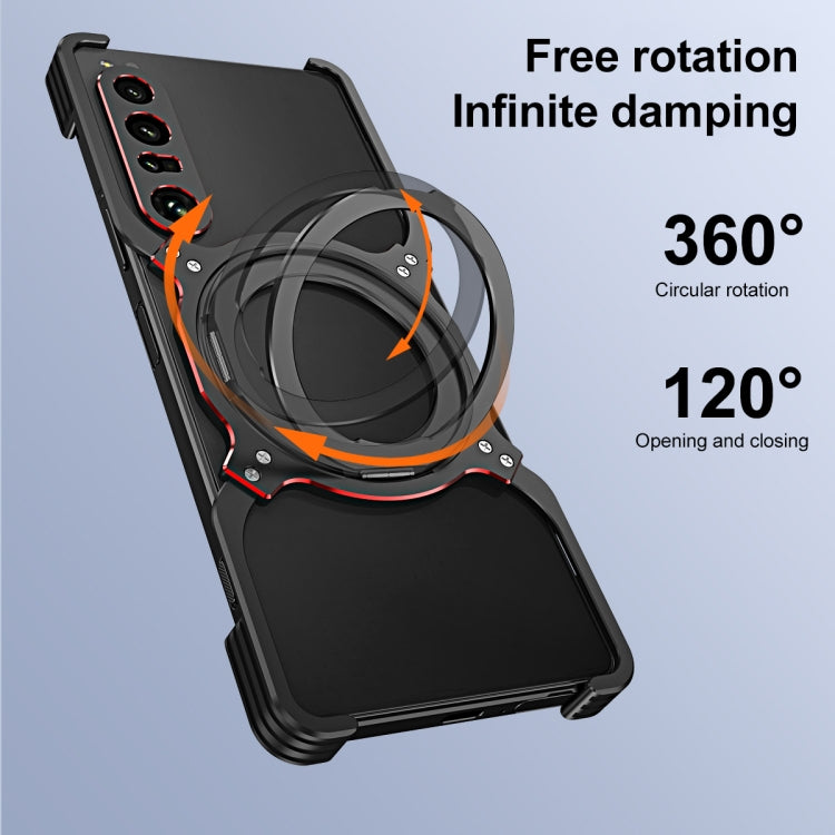 For Sony Xperia 1 V Mechanical Arm Borderless MagSafe Holder Metal Phone Case