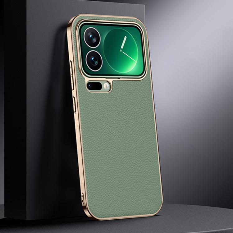 For Xiaomi 17 Pro Max Genuine Leather PC Phone Case