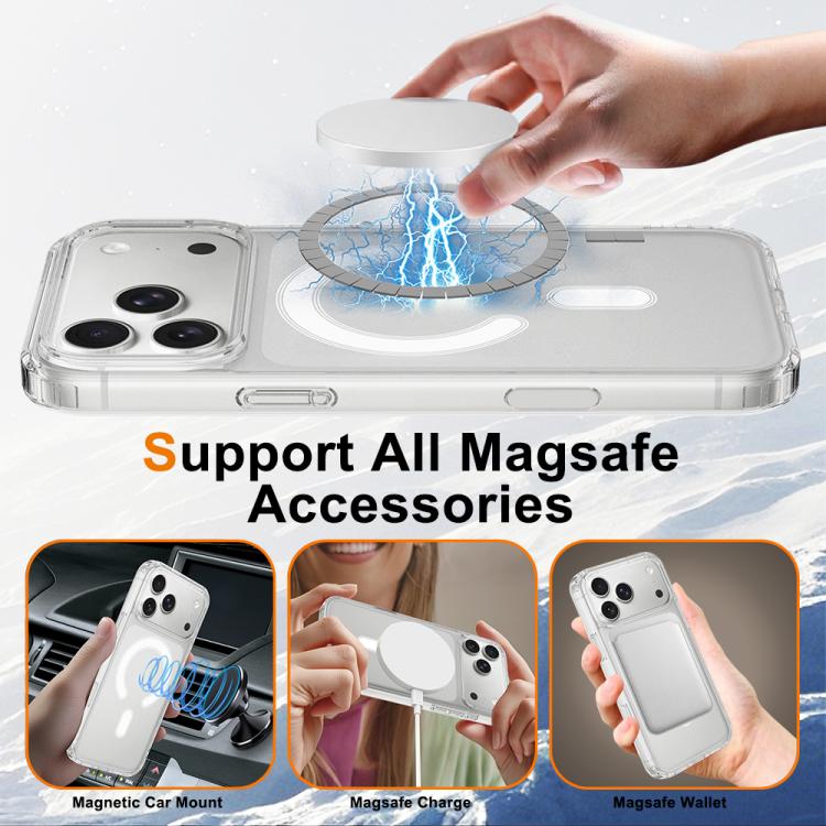 For iPhone 17 Pro Camera Control Button Integrated MagSafe Clear Phone Case - Transparent