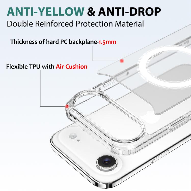 For iPhone Air Camera Control Button Integrated MagSafe Clear Phone Case - Transparent