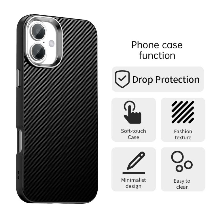 For iPhone 16 Plus Carbon Fiber Series IMD Phone Case
