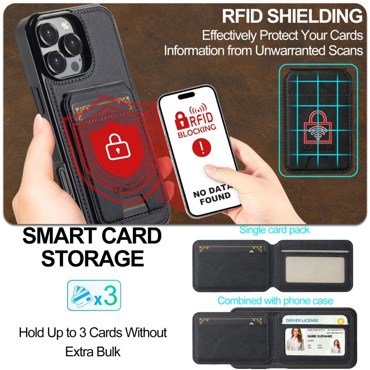 For iPhone 16 Pro LC.IMEEKE L3 Series Detachable RFID Card Bag Magsafe Phone Case