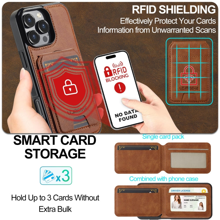 For iPhone 16 Pro LC.IMEEKE L3 Series Detachable RFID Card Bag Magsafe Phone Case
