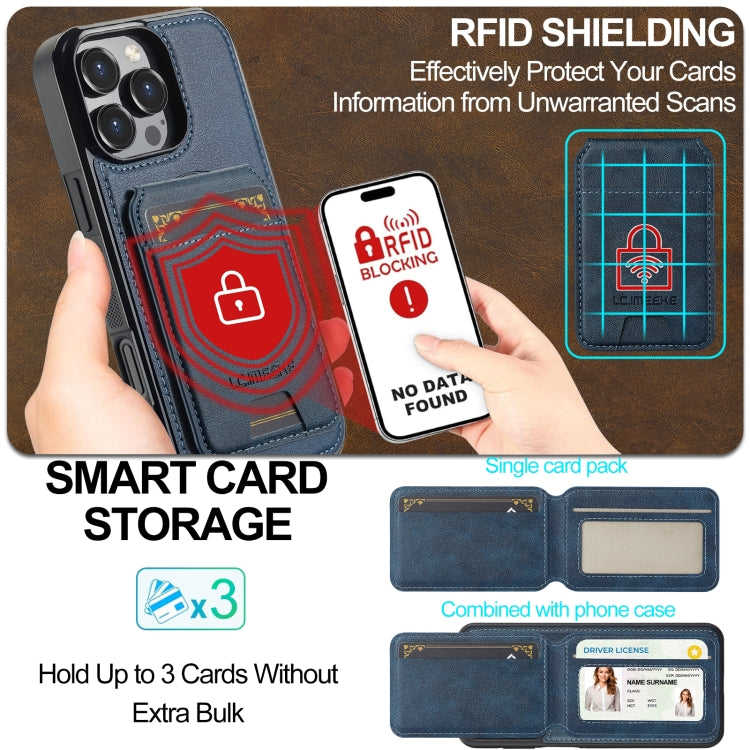 For iPhone 16 Pro LC.IMEEKE L3 Series Detachable RFID Card Bag Magsafe Phone Case