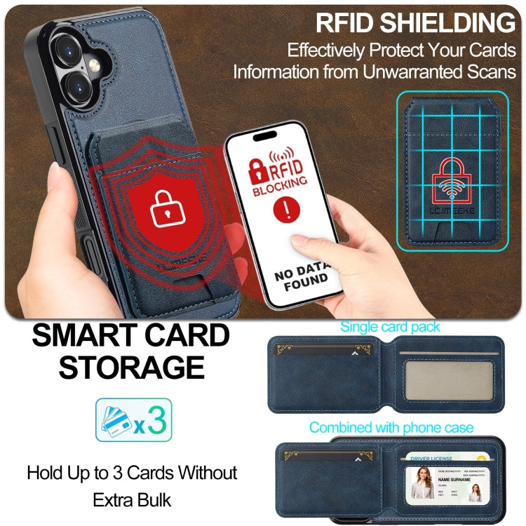For iPhone 16 Plus LC.IMEEKE L3 Series Detachable RFID Card Bag Magsafe Phone Case
