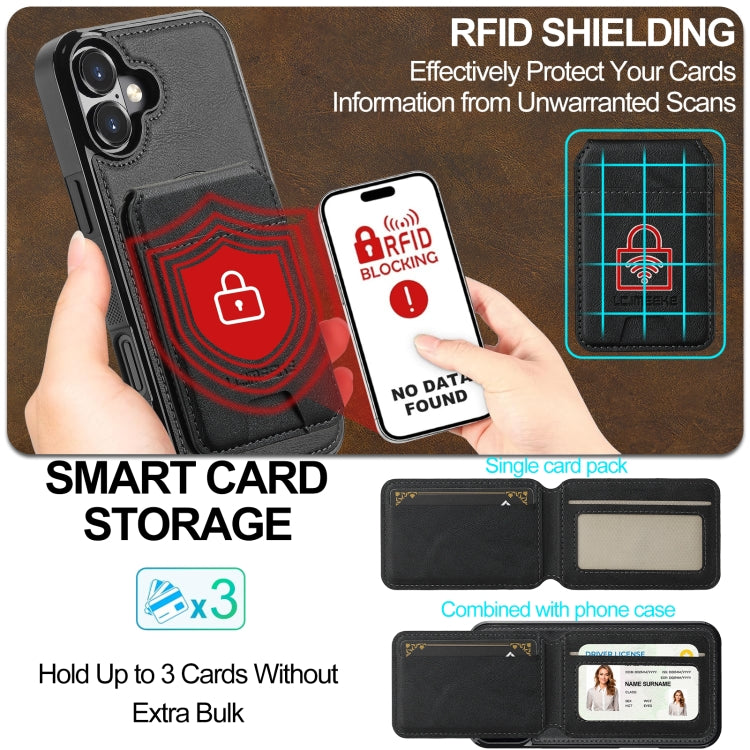 For iPhone 16 LC.IMEEKE L3 Series Detachable RFID Card Bag Magsafe Phone Case