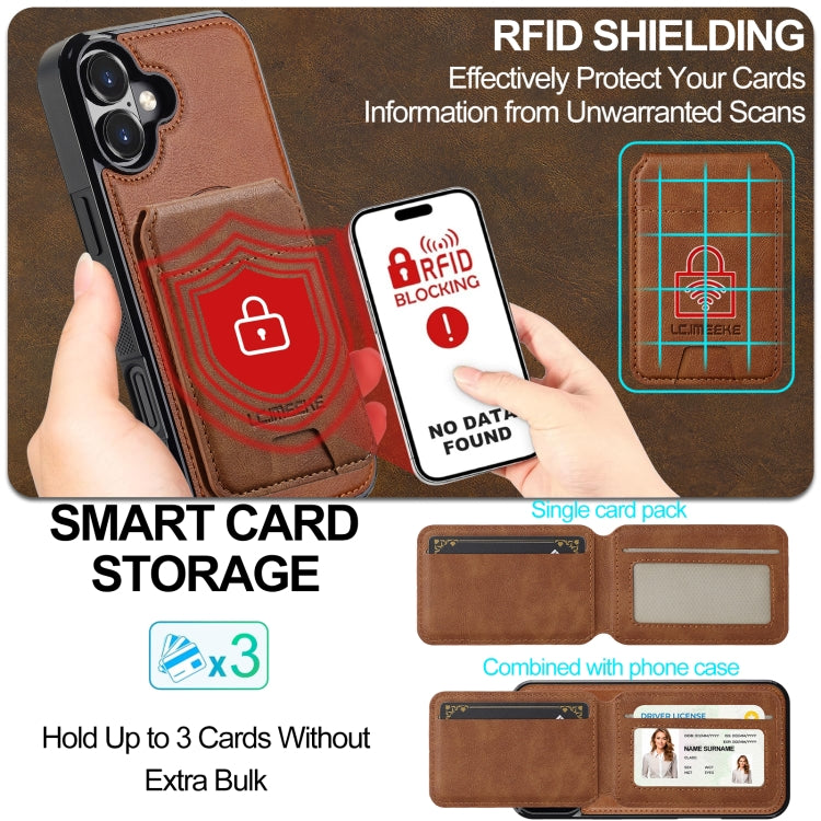 For iPhone 16 LC.IMEEKE L3 Series Detachable RFID Card Bag Magsafe Phone Case