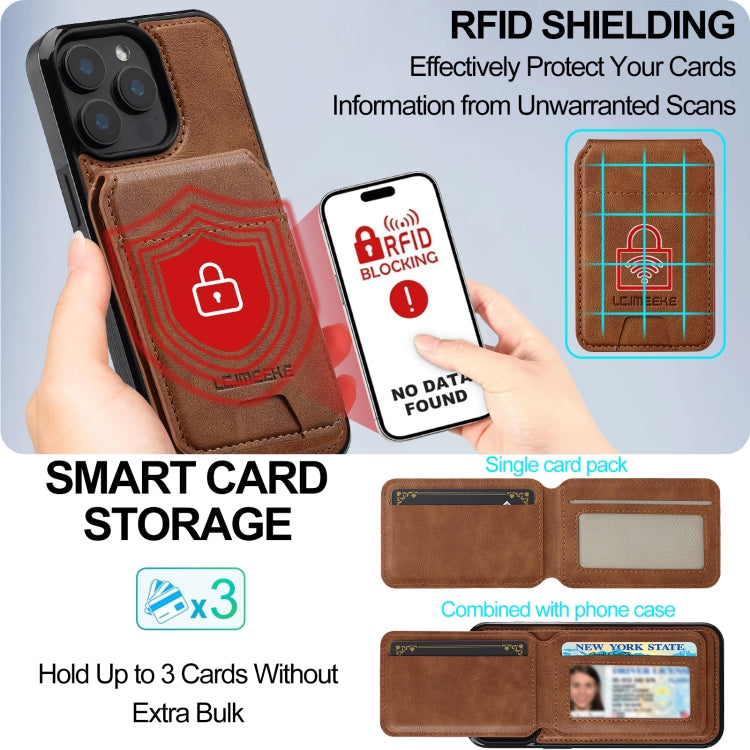 For iPhone 15 Pro LC.IMEEKE L3 Series Detachable RFID Card Bag Magsafe Phone Case
