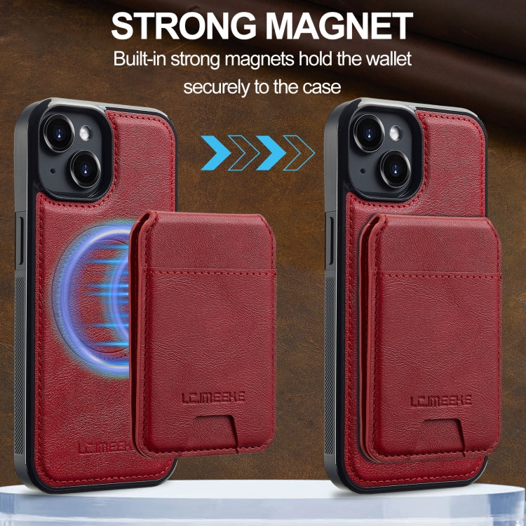 For iPhone 15 LC.IMEEKE L3 Series Detachable RFID Card Bag Magsafe Phone Case