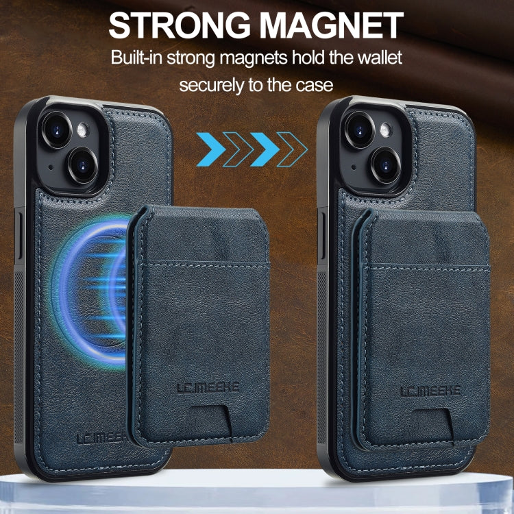 For iPhone 15 Plus / 14 Plus LC.IMEEKE L3 Series Detachable RFID Card Bag Magsafe Phone Case