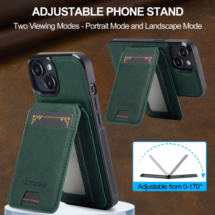 For iPhone 15 Plus / 14 Plus LC.IMEEKE L3 Series Detachable RFID Card Bag Magsafe Phone Case