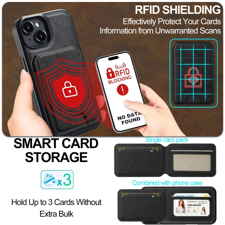 For iPhone 14 / 13 LC.IMEEKE L3 Series Detachable RFID Card Bag Magsafe Phone Case
