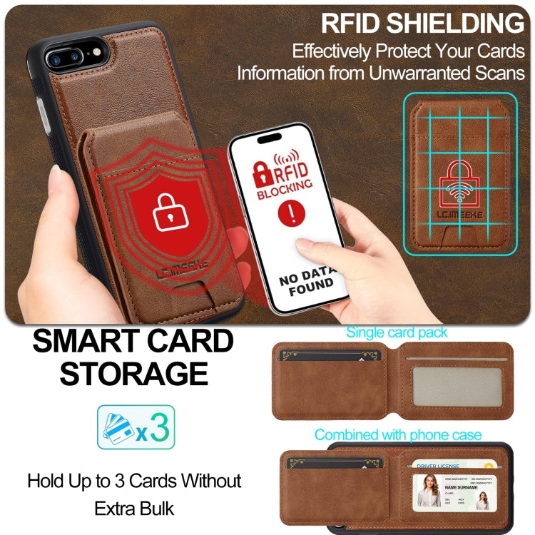 For iPhone 8 Plus / 7 Plus LC.IMEEKE L3 Series Detachable RFID Card Bag Magsafe Phone Case