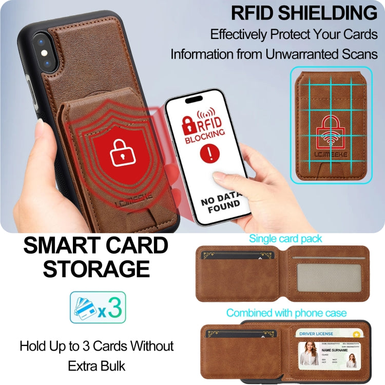 For iPhone XS Max LC.IMEEKE L3 Series Detachable RFID Card Bag Magsafe Phone Case