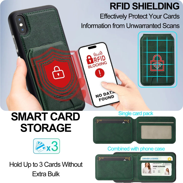 For iPhone XS Max LC.IMEEKE L3 Series Detachable RFID Card Bag Magsafe Phone Case