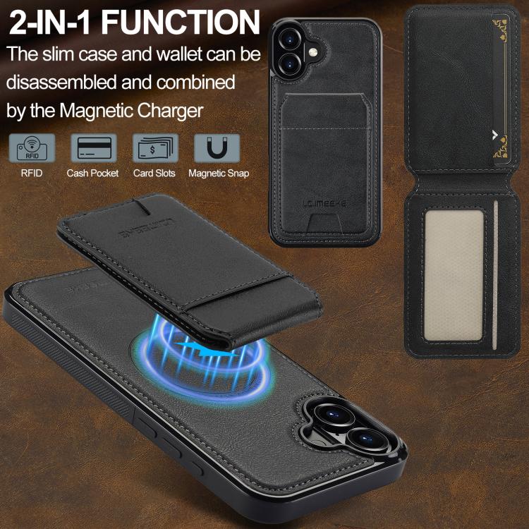 For iPhone 17 LC.IMEEKE L3 Series Detachable RFID Card Bag Magsafe Phone Case