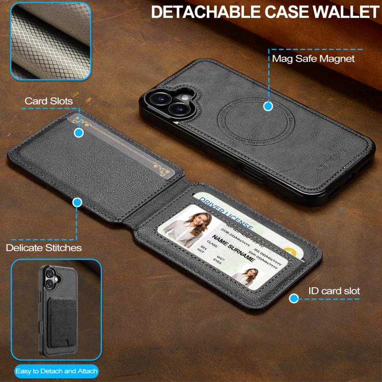 For iPhone 17 LC.IMEEKE L3 Series Detachable RFID Card Bag Magsafe Phone Case
