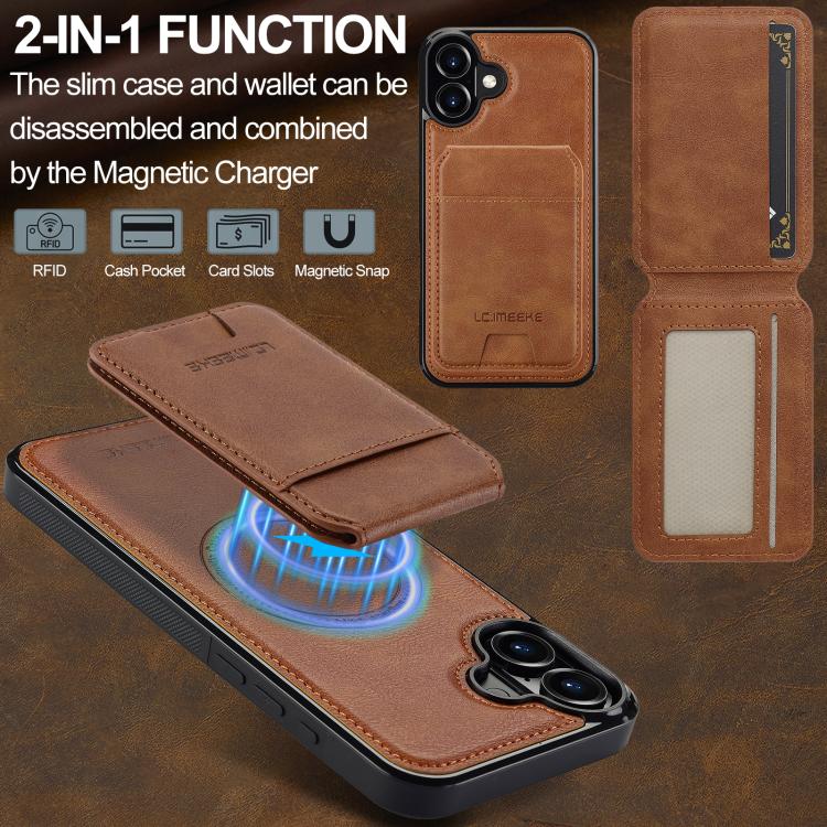 For iPhone 17 LC.IMEEKE L3 Series Detachable RFID Card Bag Magsafe Phone Case