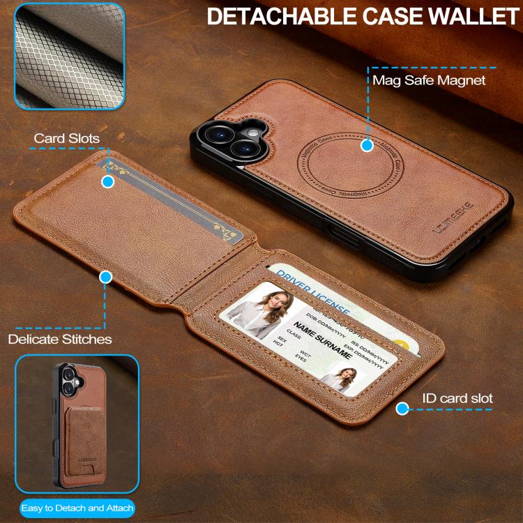 For iPhone 17 LC.IMEEKE L3 Series Detachable RFID Card Bag Magsafe Phone Case