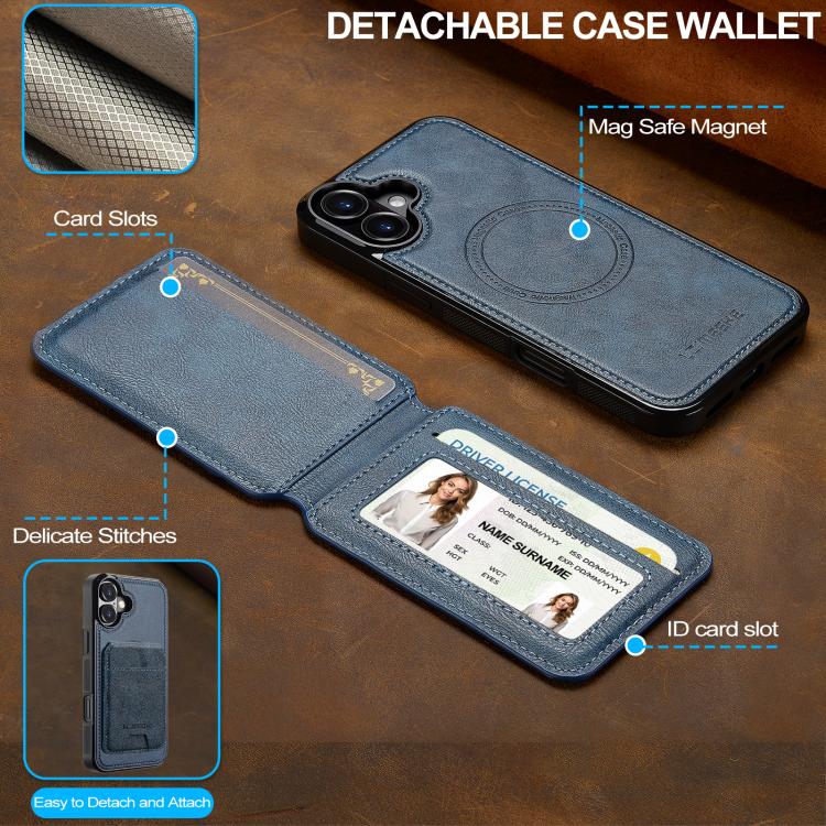 For iPhone 17 LC.IMEEKE L3 Series Detachable RFID Card Bag Magsafe Phone Case