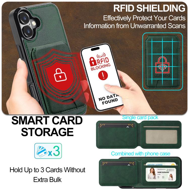 For iPhone 17 LC.IMEEKE L3 Series Detachable RFID Card Bag Magsafe Phone Case