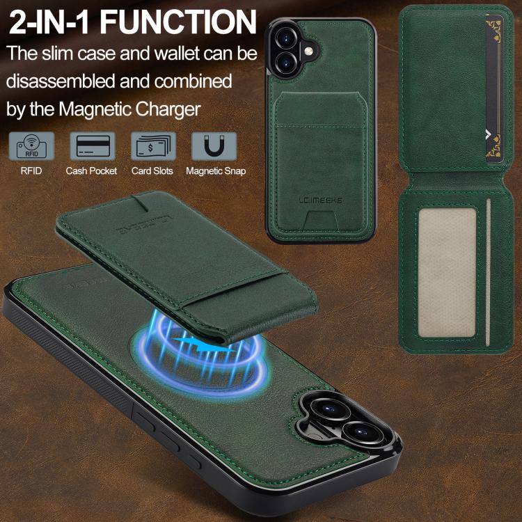 For iPhone 17 LC.IMEEKE L3 Series Detachable RFID Card Bag Magsafe Phone Case