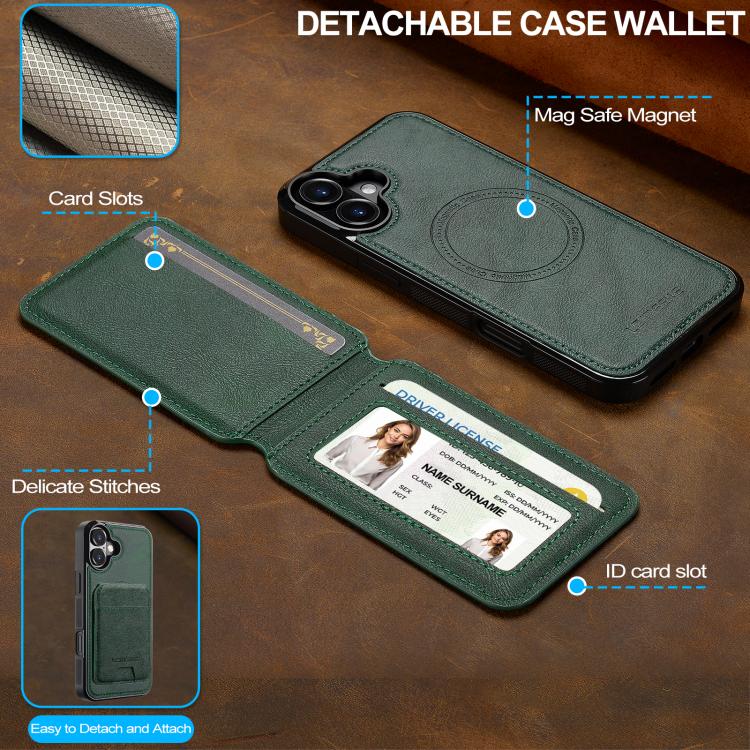 For iPhone 17 LC.IMEEKE L3 Series Detachable RFID Card Bag Magsafe Phone Case