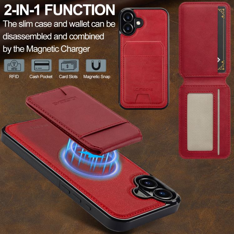 For iPhone 17 LC.IMEEKE L3 Series Detachable RFID Card Bag Magsafe Phone Case