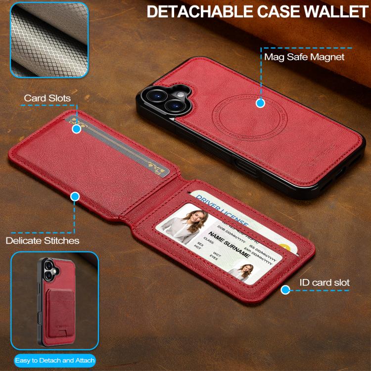 For iPhone 17 LC.IMEEKE L3 Series Detachable RFID Card Bag Magsafe Phone Case