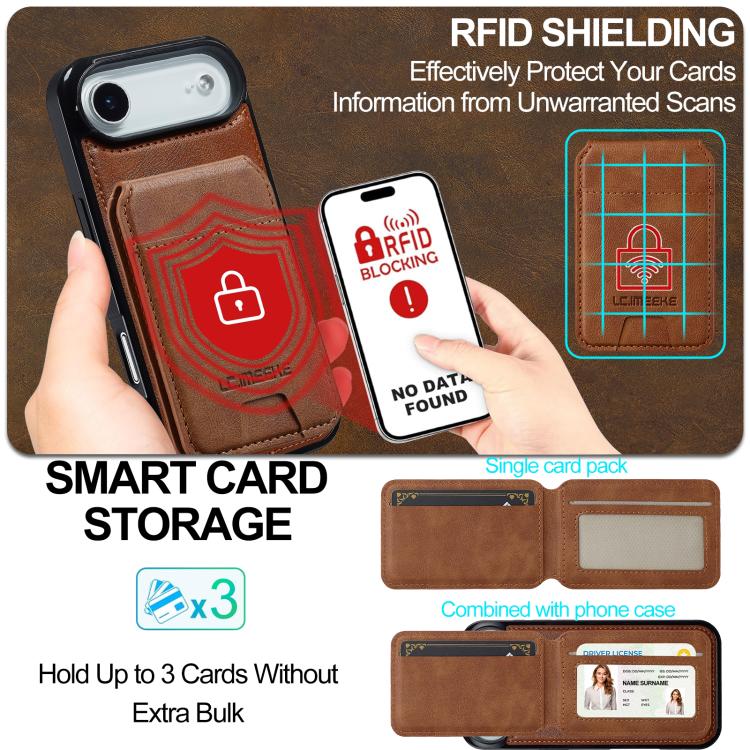 For iPhone Air LC.IMEEKE L3 Series Detachable RFID Card Bag Magsafe Phone Case