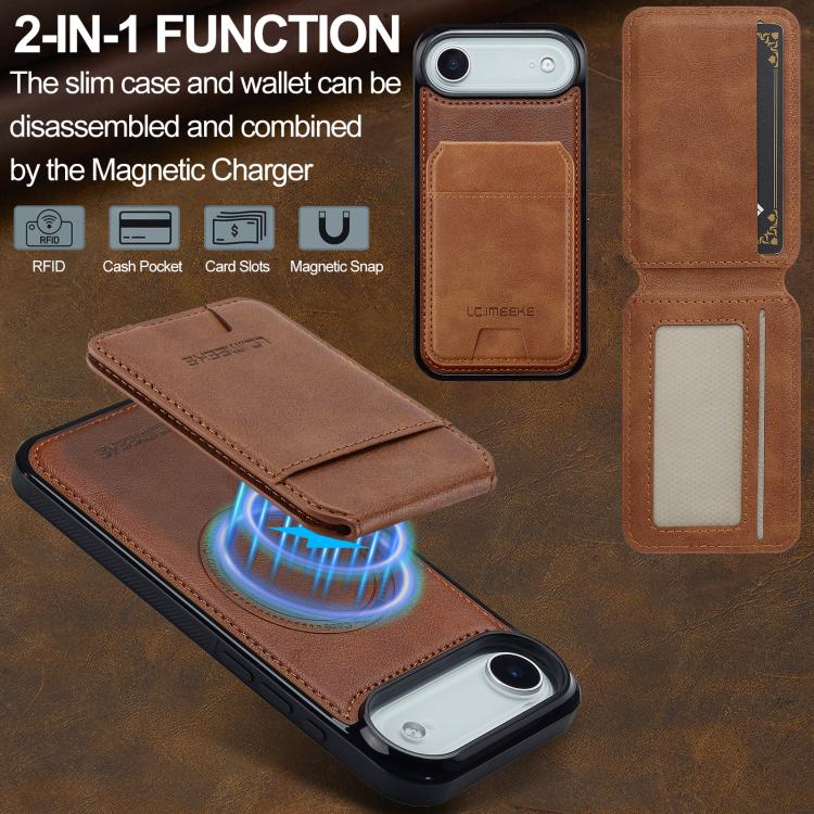 For iPhone Air LC.IMEEKE L3 Series Detachable RFID Card Bag Magsafe Phone Case
