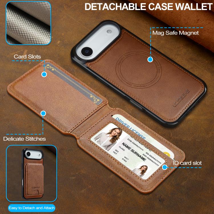 For iPhone Air LC.IMEEKE L3 Series Detachable RFID Card Bag Magsafe Phone Case