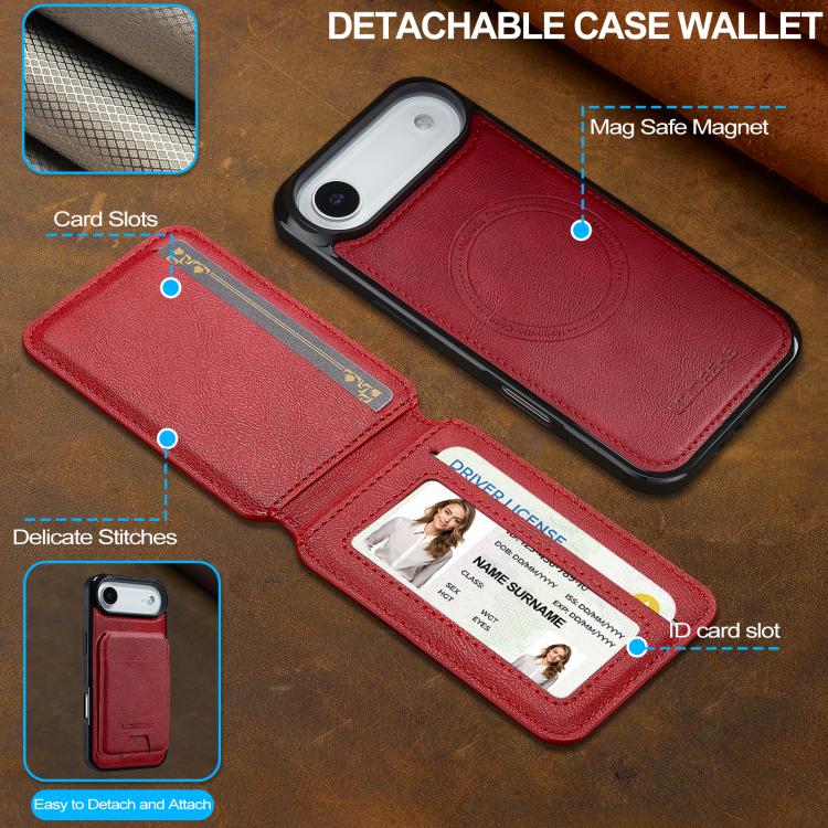 For iPhone Air LC.IMEEKE L3 Series Detachable RFID Card Bag Magsafe Phone Case