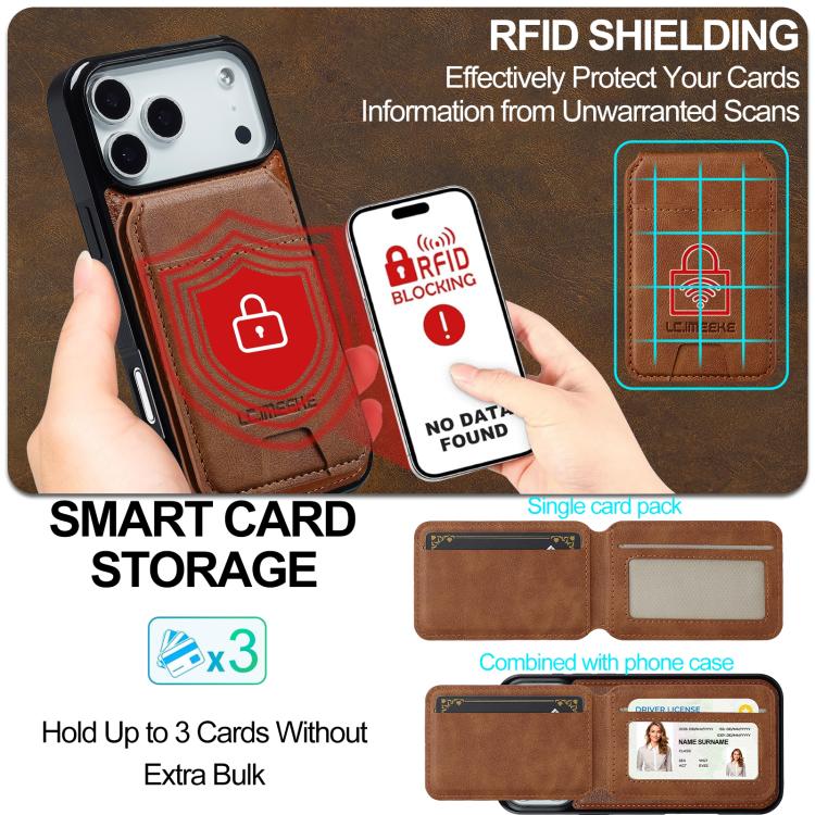 For iPhone 17 Pro LC.IMEEKE L3 Series Detachable RFID Card Bag Magsafe Phone Case